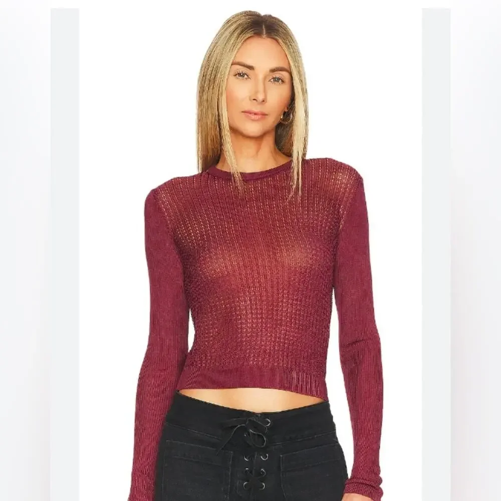 Free People NWT H20 Crew Pull Over Raw Garnet Knit Top